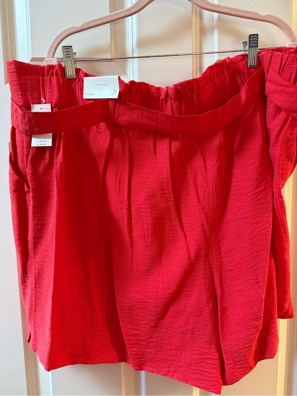 Maurices Red High-Waist Tie-Front Women’s Shorts - Picture 2 of 5